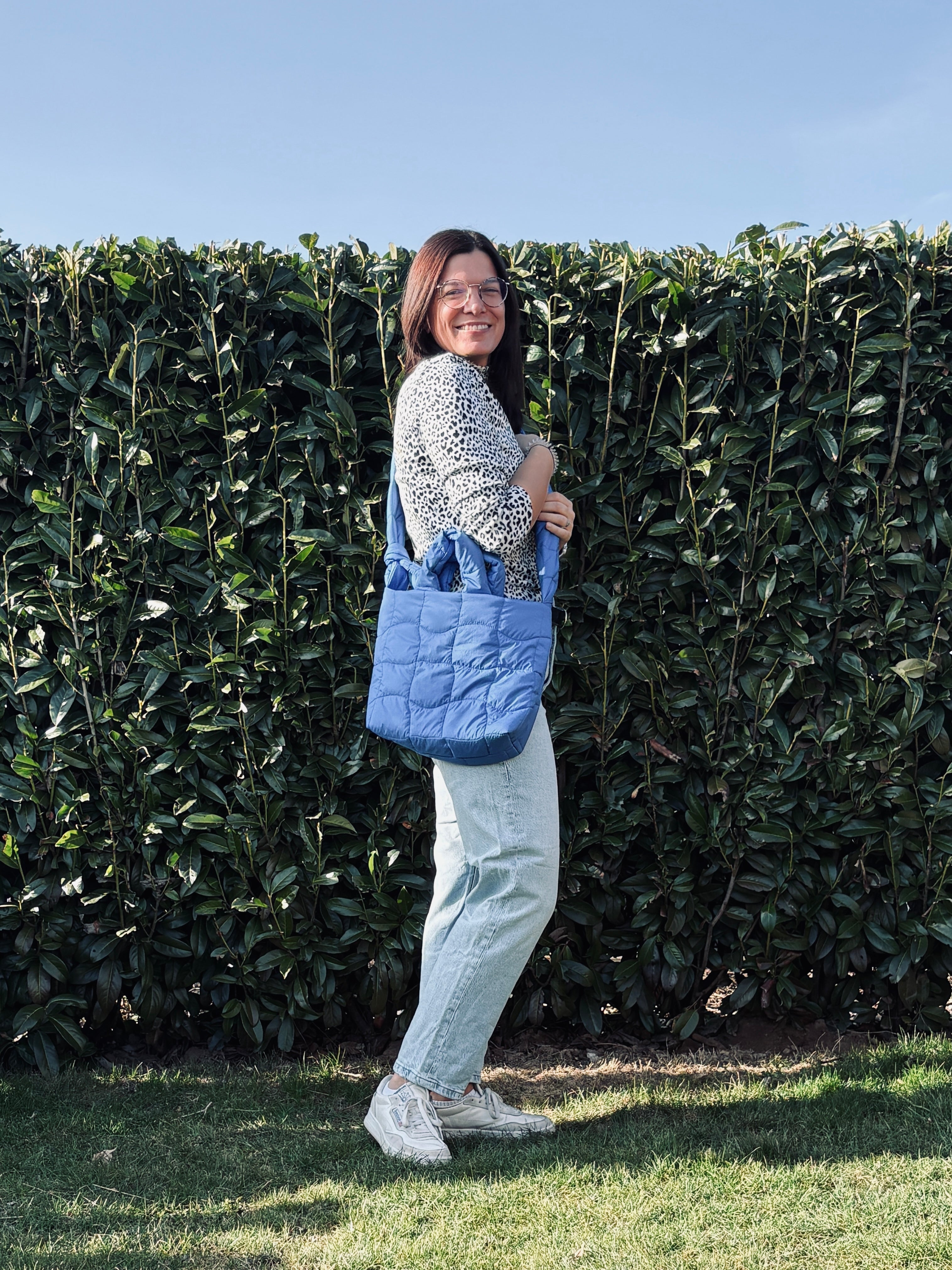 Puffertasche midi | blau quilt