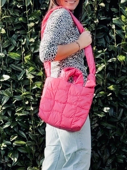 Puffertasche midi | pink quilt