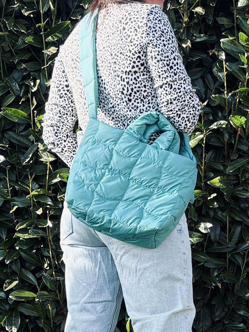 Puffertasche midi | grün quilt