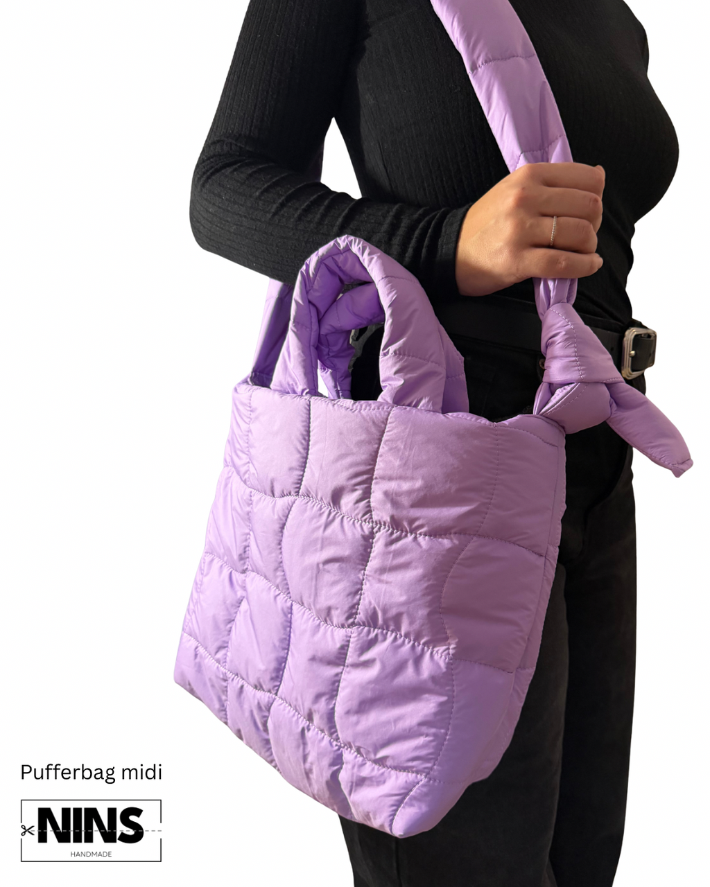 Puffertasche midi | lila quilt