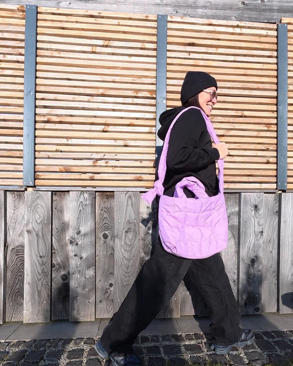 Puffertasche midi | lila quilt