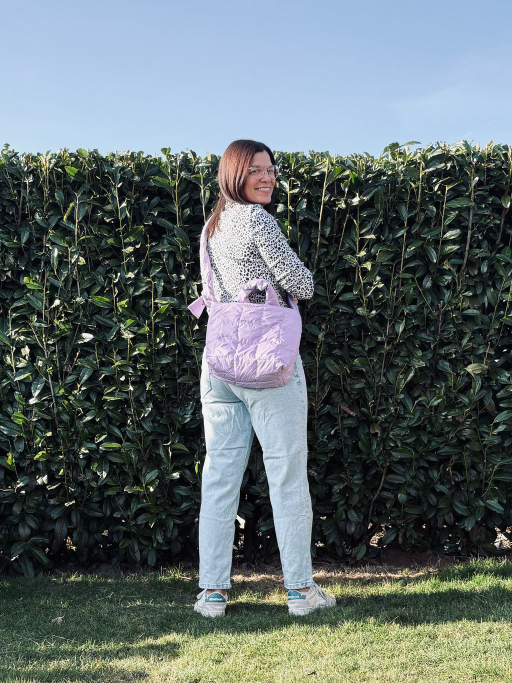 Puffertasche midi | lila quilt