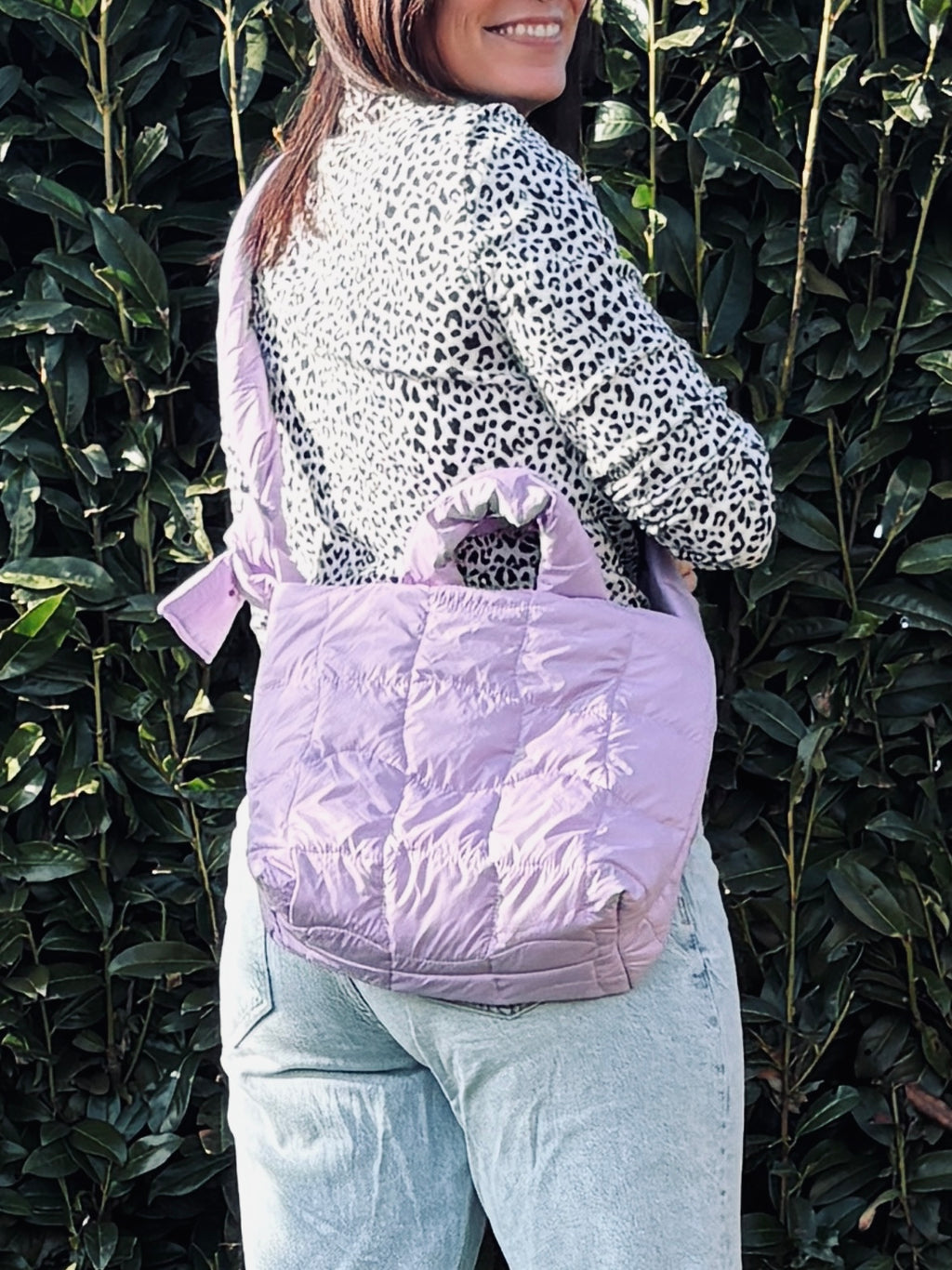 Puffertasche midi | lila quilt