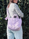 Puffertasche midi | lila quilt