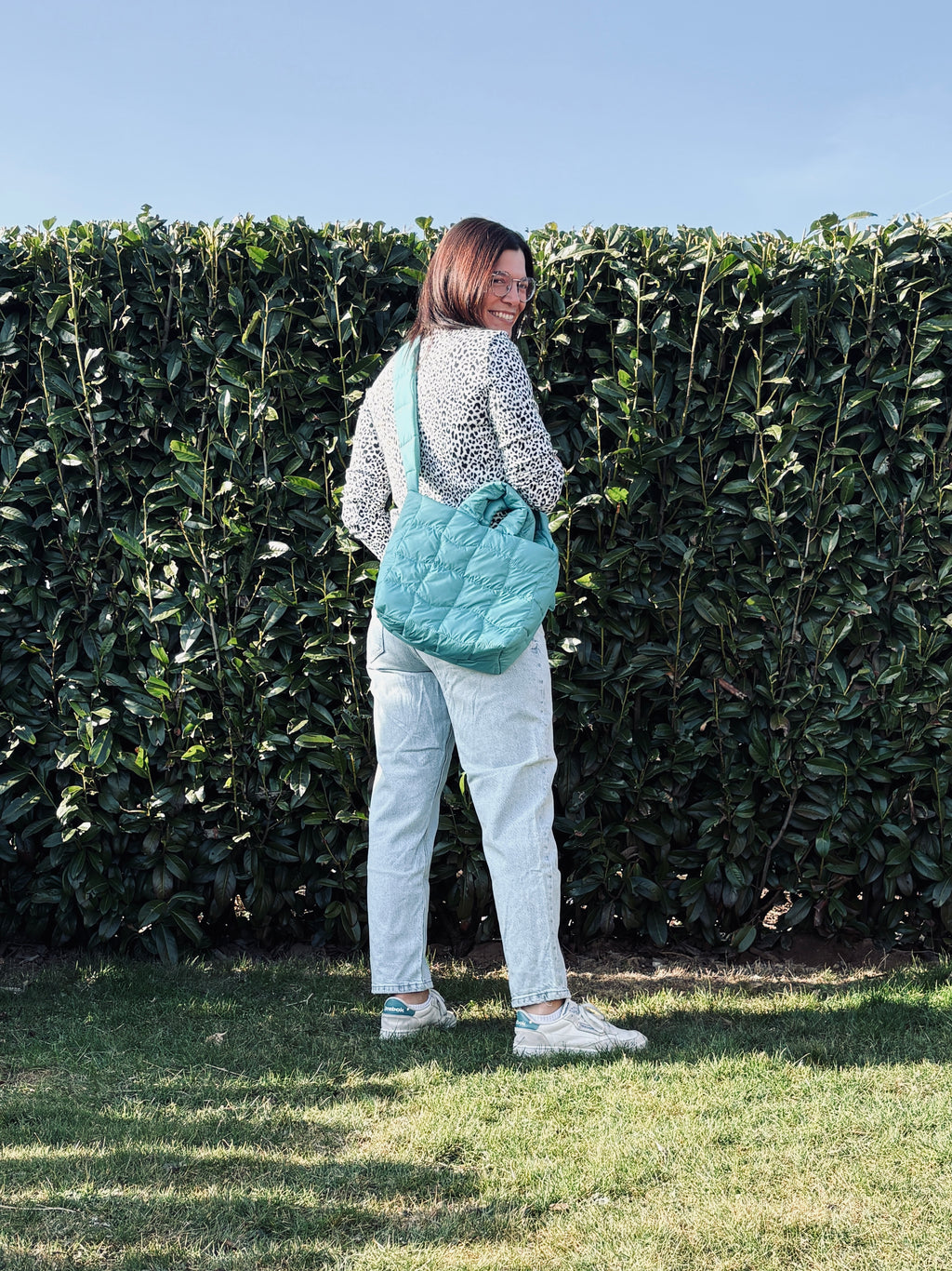 Puffertasche midi | grün quilt