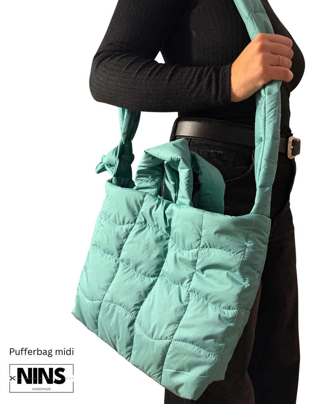 Puffertasche midi | grün quilt