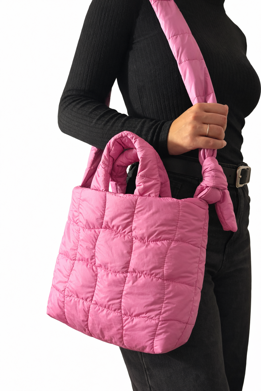 Puffertasche midi | pink quilt